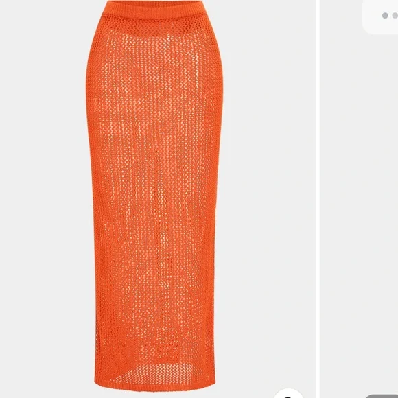 BRAND NEW Orange Knit Maxi Skirt - Picture 5 of 5
